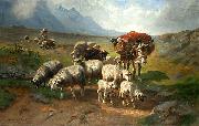 unknow artist Schafherde mit Esel und Schafer auf einer Hochebene oil painting on canvas
